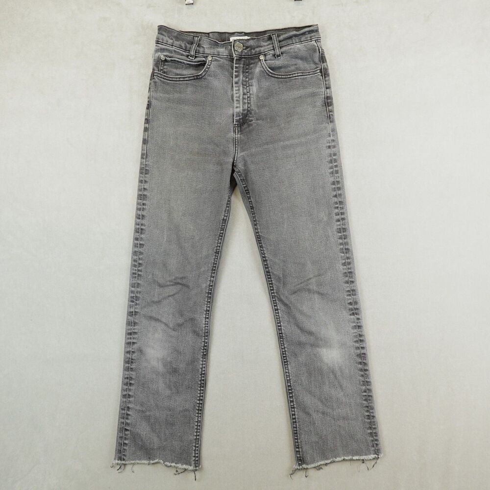 Sandro Paris Jeans Women Black Faded Denim Fray Hem 26x24